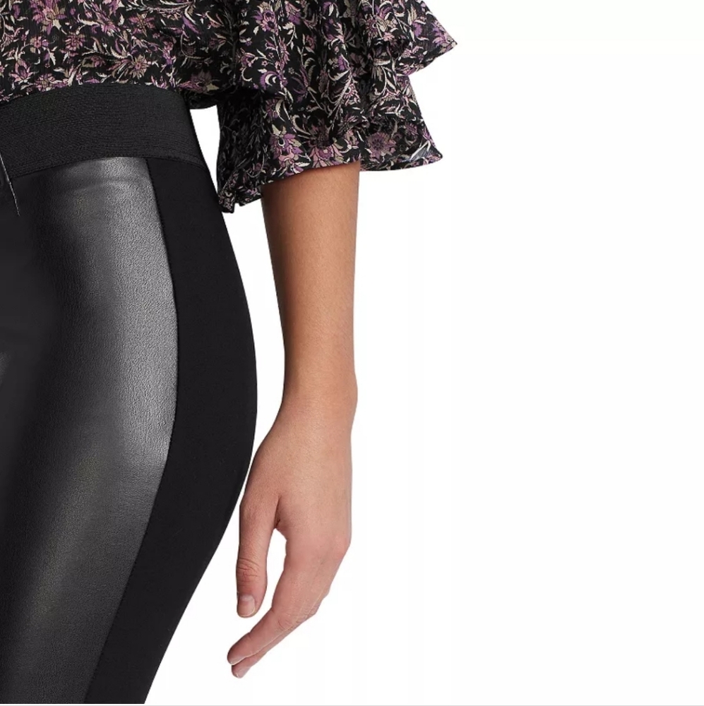 NWT Chaps 2X Black Faux Leather Ponte Leggings W-2490 - Picture 3 of 14